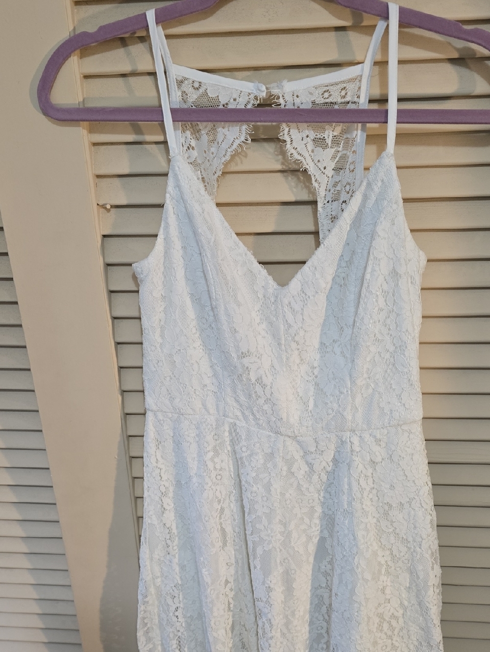 Three Hearts White Lace Spaghetti Strap Dress
